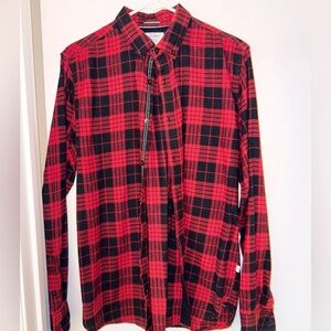 Red and black flannel button up